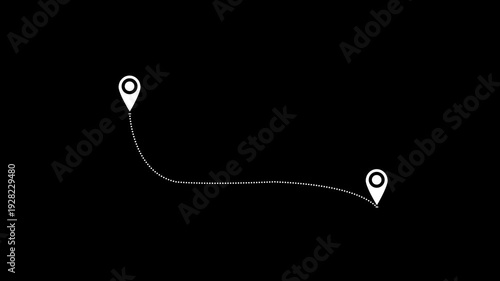 Location tracker pin pointer with radio waves target place fix place location pointer position location tracking animated on black background.