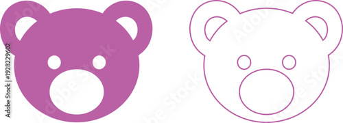 teddy bear vector set collection group with cute toy silhouette and outline icons, baby nursery plush mascot symbol isolated on transparent background, editable minimalist design