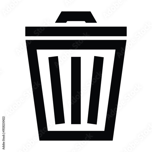 Black Trash Can Icon - Simple Vector Design