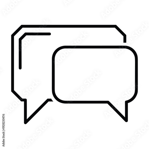 Communication icon: Two overlapping speech bubbles, outline style