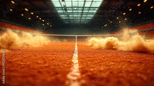 Rally of energy and spirit on the clay court during a vibrant tennis match