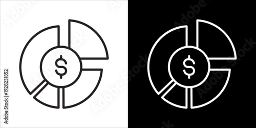 Budget Pie Icon Sheet Black And White