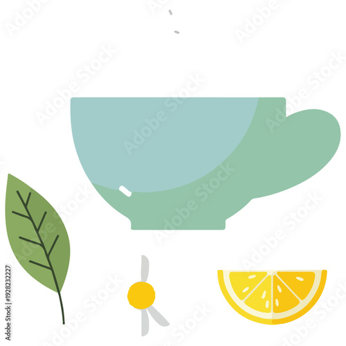 Herbal Tea Ingredients Flat Illustration Vector Design