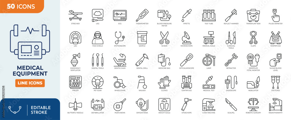 custom made wallpaper toronto digitalMedical equipment icon set. Editable stroke. Vector illustration
