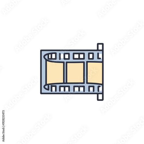 Film Strip Icon Illustration, Flat Design Vector
