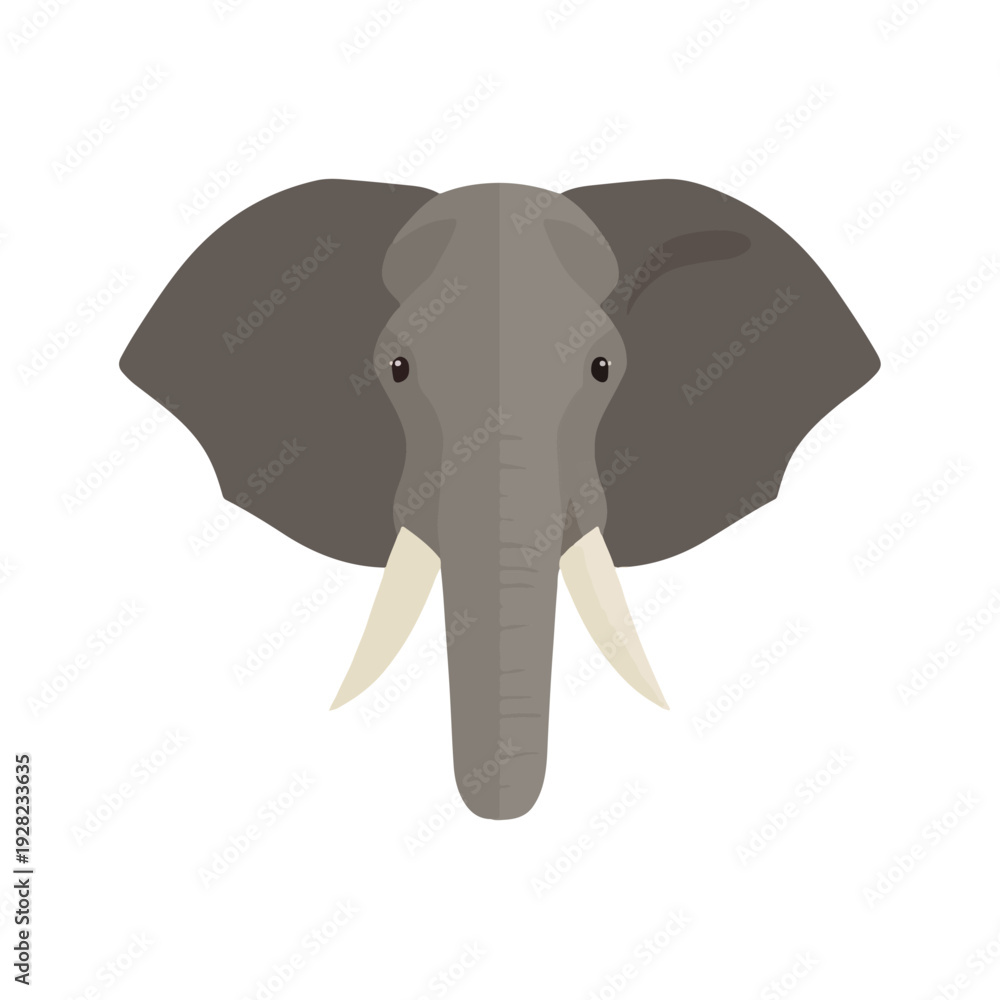 Obraz premium Flat Design Elephant Head Vector Illustration
