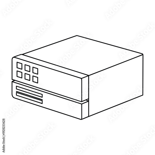 Line Art Illustration of a Network Switch or Server Rack Unit