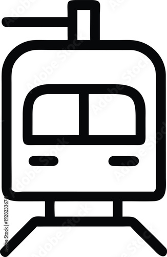 Front View Outline Illustration of a Modern Passenger Train or Metro Wagon