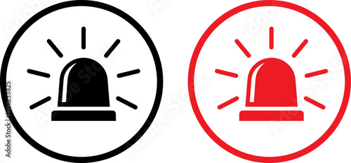 Emergency alert icons in black and red for warning signals
