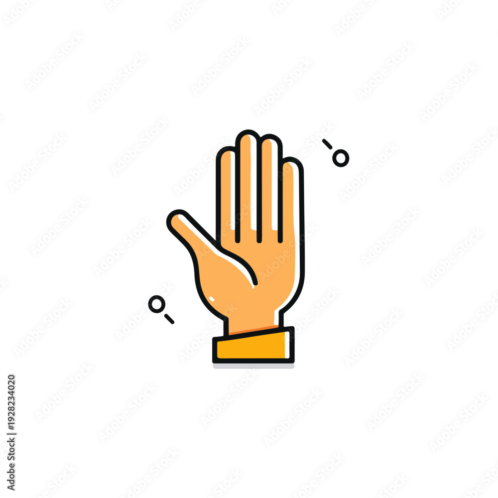Obraz premium Flat Hand Palm Gesture Icon Vector Illustration