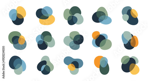 Abstract overlapping shapes in trendy colors