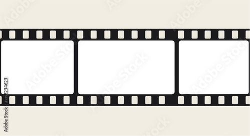 Horizontal film strip frame illustration suitable for movie scenes, storytelling layout, and cinema background design