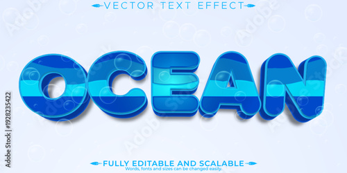 A vibrant ocean-themed vector text effect with a fully editable and scalable design
