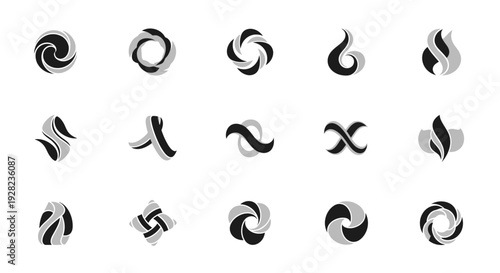 Abstract swirl logo set, modern design elements