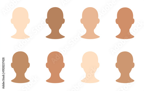 Diverse Avatar Profile Icons Set Multicultural User Silhouette Collection