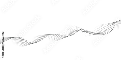 3d rendered illustration of a wavy red ribbon arrow with blue light lines and a curved motion shape on a professional business backdrop