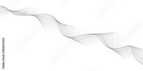 A white dove flying in a blue sky above a motion blur of 3d vector wave lines and a gradient curve pattern illustration