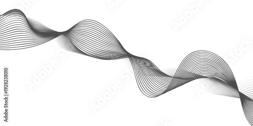 A black ribbon bow and bow tie set on a white backdrop features a flowing wave design with blue gradient lines and vector motion elements for a modern art wallpaper texture