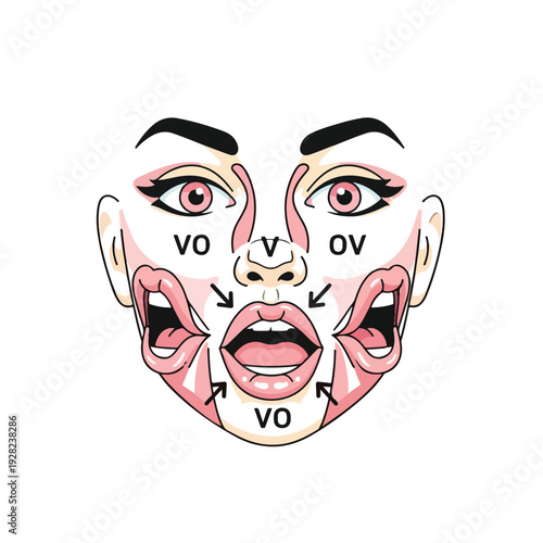 Facial Muscles Anatomy Illustration Human Face.