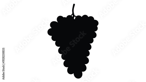A detailed bunch of grapes presented as a striking black silhouette