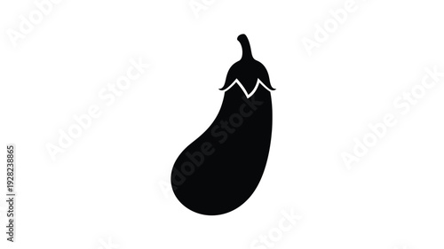 A simple black silhouette of an eggplant vegetable