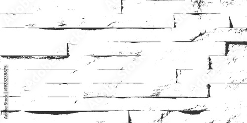 Textured white and black abstract horizontal lines and rectangular shapes with rough edges background