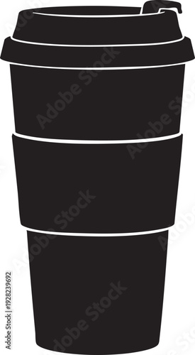 Black disposable coffee cup vector