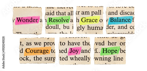 Highlighted literature fragments vintage .