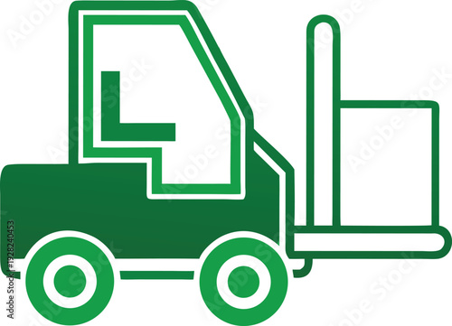 Green Forklift Truck Icon for Efficient Warehouse Operations and Industrial Logistics Management