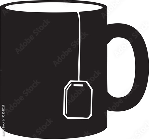 Black tea mug with tea bag icon