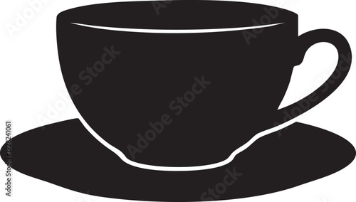 Black tea cup and saucer icon