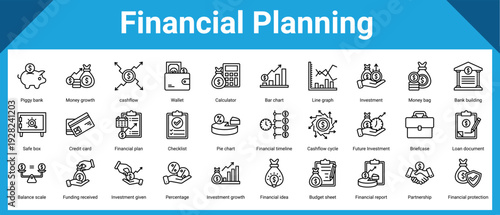 Financial Planning icon sheet and collection