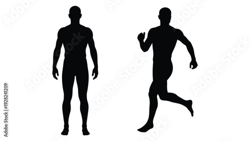 Two male figures in contrasting poses a striking silhouette