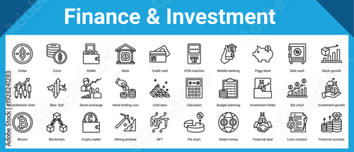 Finance And Investment icon sheet and collection