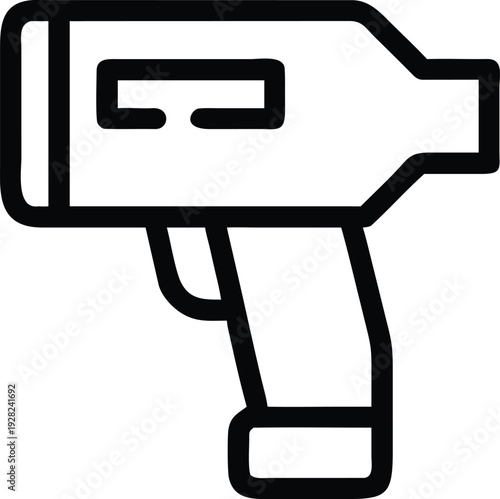 Handheld infrared thermometer gun measuring body temperature for public health screening and safety protocols