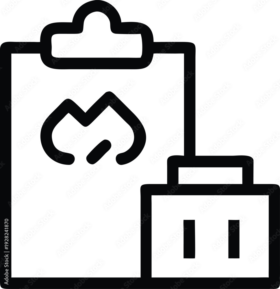Fototapeta premium Healthcare Clipboard Icon with Heart and Energy Meter Symbol for Medical Data