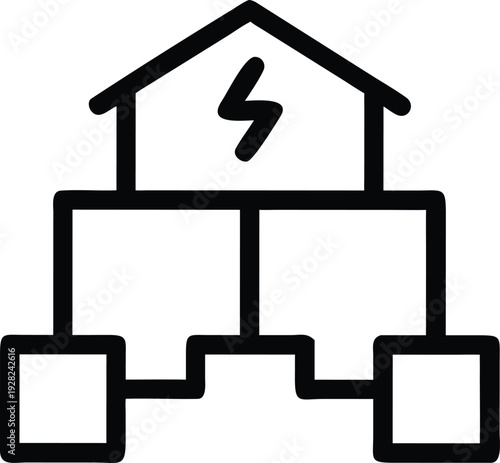 Home power distribution network icon illustrating smart energy management and connected household systems
