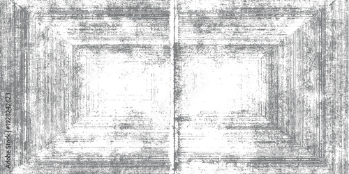Abstract textured background with concentric square patterns and distressed grey lines white