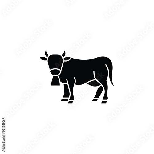 black cow silhouette with bell.