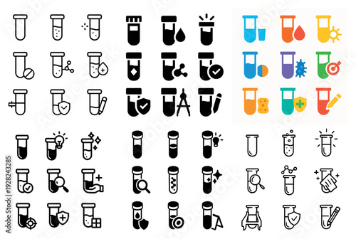 Test tube icons representing sample states in laboratory grid