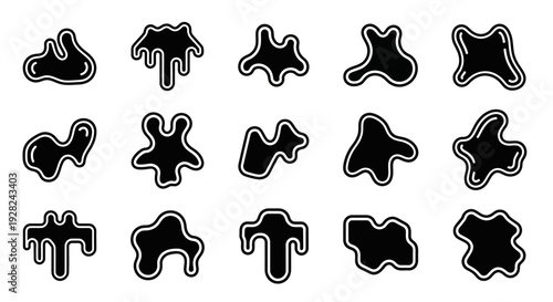 Ink blot vector set. Abstract liquid shapes.
