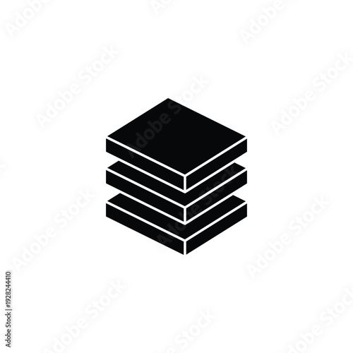 Black stacked papers icon office documents symbol.