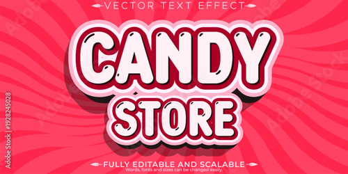  candy store text  vector text effect on a pink background