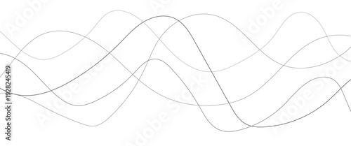 Curved black long lines seamless wave pattern. Thin line wavy abstract vector background. Wavy line horizontal divider wavy pattern. Curve line art striped. Abstract wave elements. Vector illustration