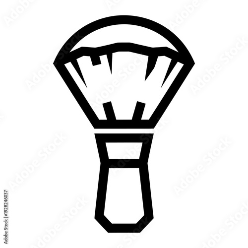 Shaving brush icon for grooming and barbering in minimalist line art style