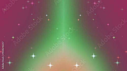 Vibrant Green Light Beam with Sparkling Stars.