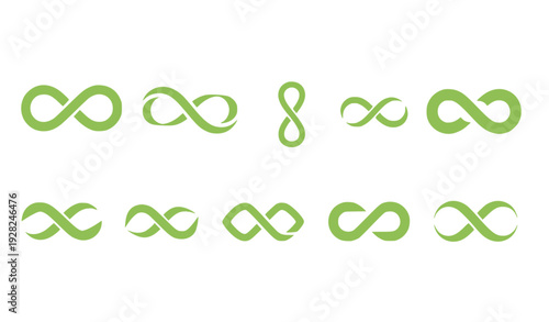 Infinity symbol set green flat design vector illustration scalable graphic art
