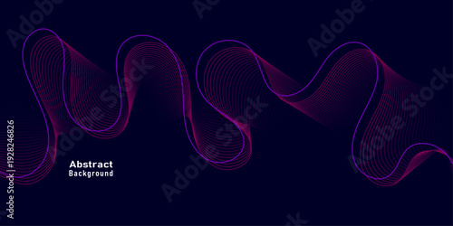 Futuristic background featuring vibrant purple and magenta linear wave patterns on a dark navy backdrop for modern tech layouts.