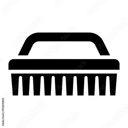 Cleaning Brush Icon Silhouette for Household Hygiene and Scrubbing