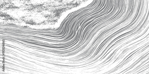 Abstract monochrome swirling lines and textured area grey white